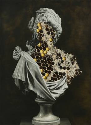 Ewa Juszkiewicz, 'Marble bust of a woman', oil on canvas, 150x110 cm, 2018